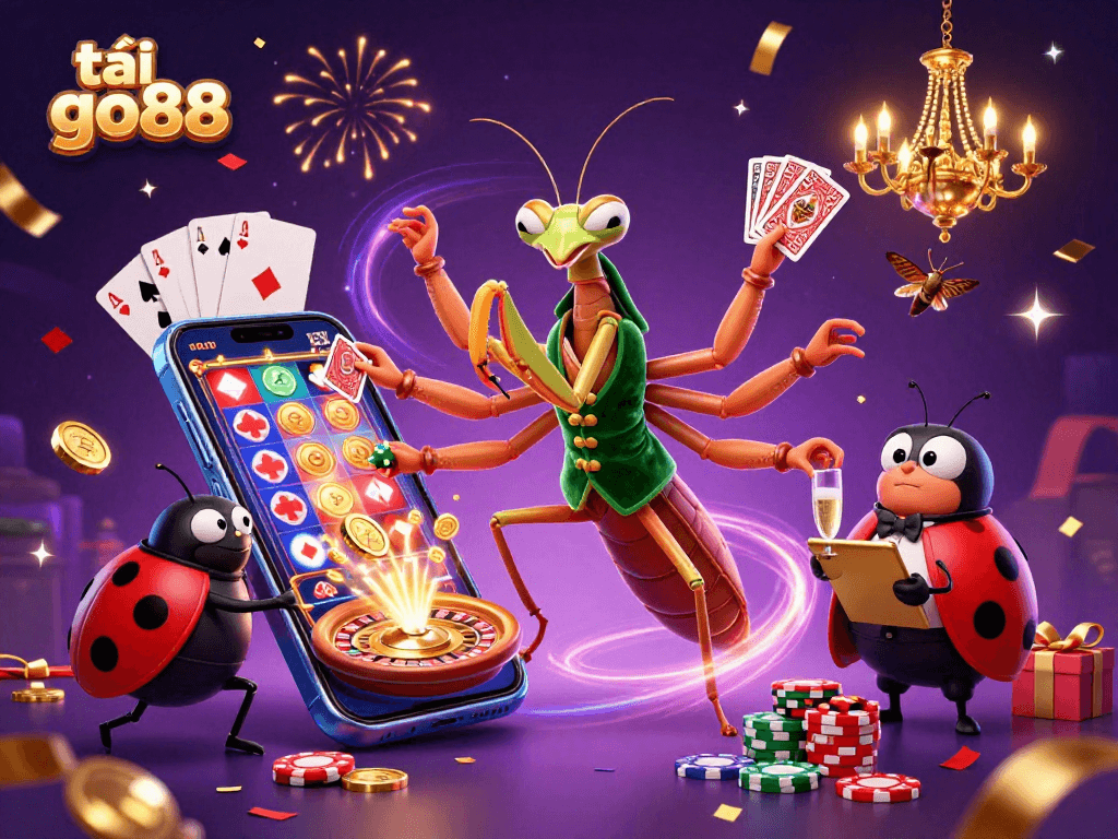 Experience the thrill of tải go88 with a vibrant casino illustration showcasing engaging characters and dynamic gaming elements.