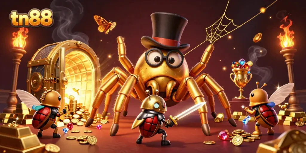 Engage in thrilling gameplay with tn88 as a giant tarantula weaves a golden web of luck and fortune