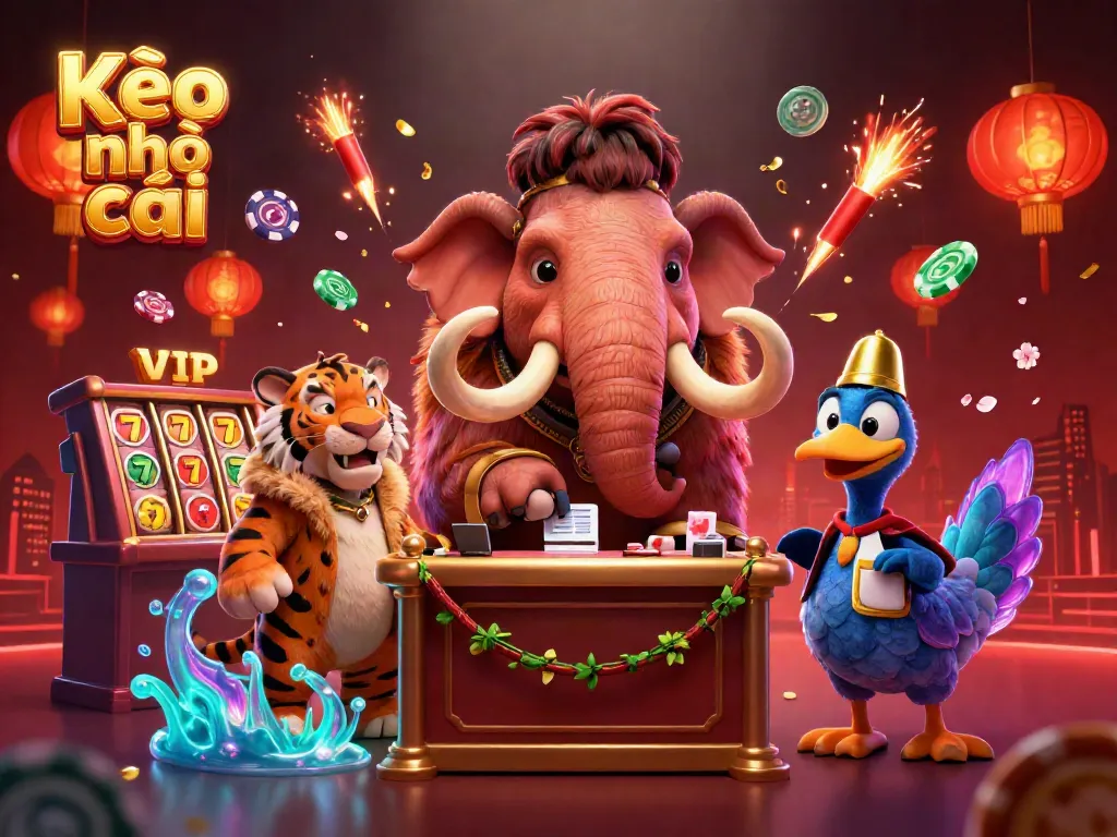 Experience lively Kèo nhà cái excitement with cartoon bouncer and VIPs in dynamic casino scene.