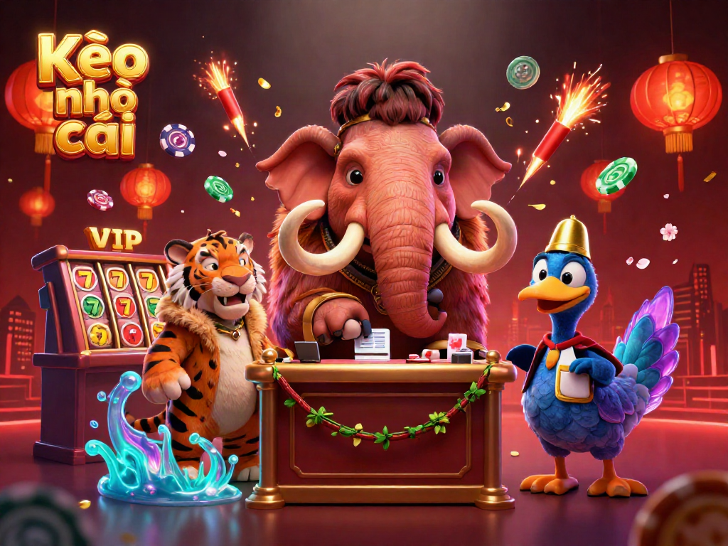 Experience lively Kèo nhà cái excitement with cartoon bouncer and VIPs in dynamic casino scene.