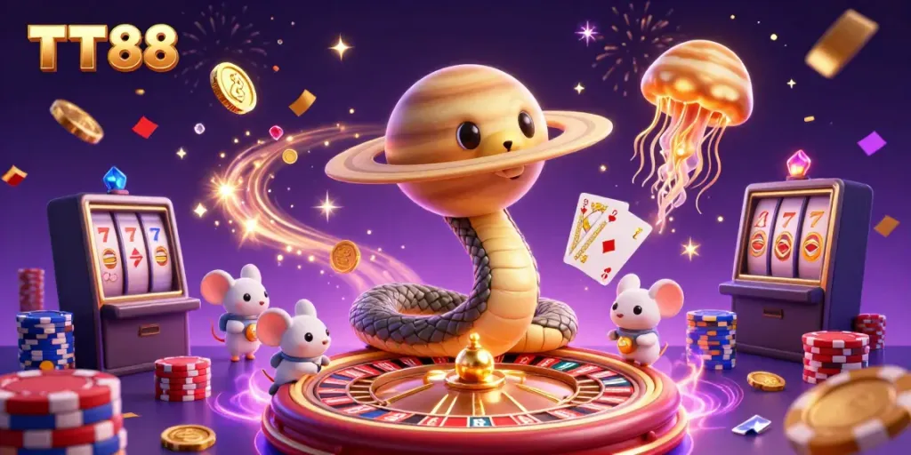 Experience the thrill at TT88 Casino with a cosmic roulette game featuring unique characters and stunning visuals.
