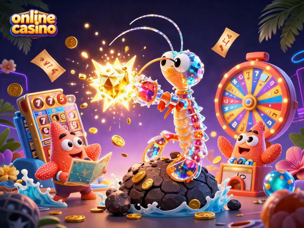 Experience an vibrant online casino scene with exciting elements and dynamic characters.