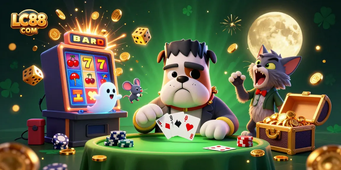 Experience thrilling action with LC88 COM's vibrant casino adventure featuring a quirky bulldog dealer.
