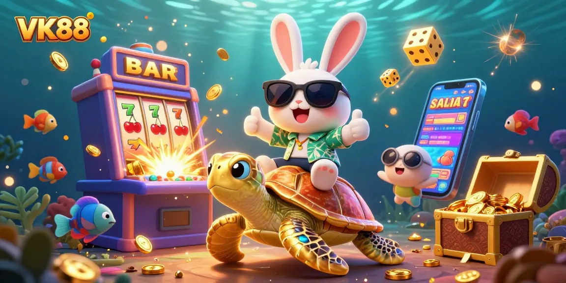 Experience thrilling wins with VK88 as the lucky rabbit and golden turtle dive into the jackpot adventure.