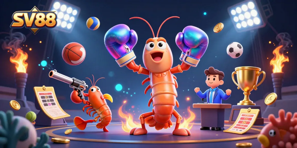 Experience thrilling gameplay with SV88's dynamic sports betting imagery featuring vibrant 3D characters.