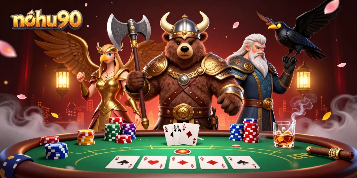 Play thrilling games at nohu90 with vibrant 3D casino elements showcasing poker excitement.