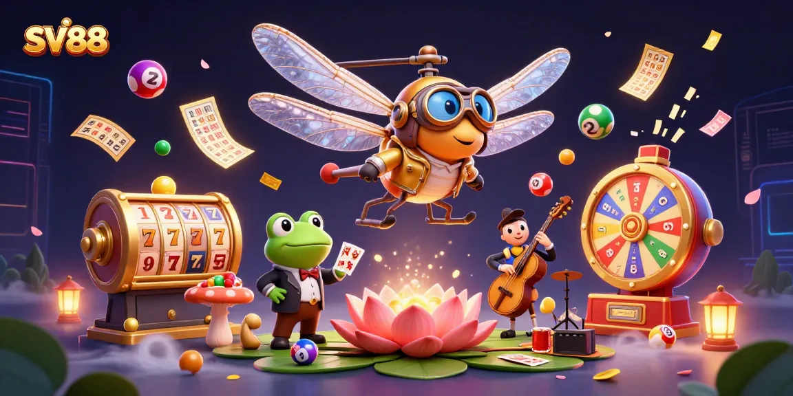 Experience the thrill of SV88 with a vibrant casino scene featuring engaging characters and dynamic game elements.