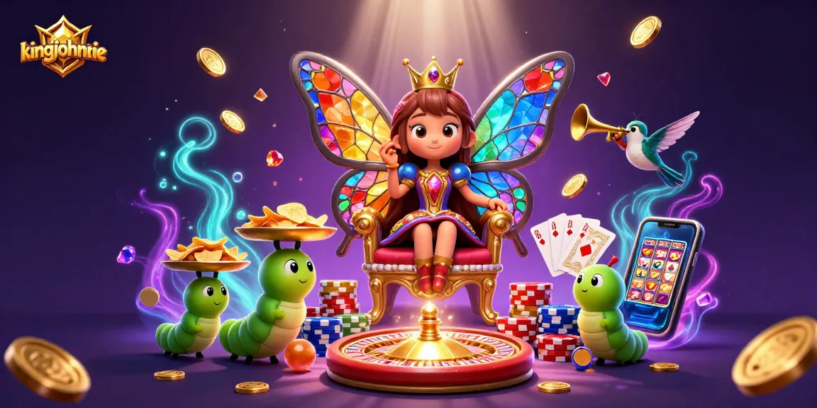 Win big with kingjohnnie in this vibrant casino-themed illustration full of excitement.
