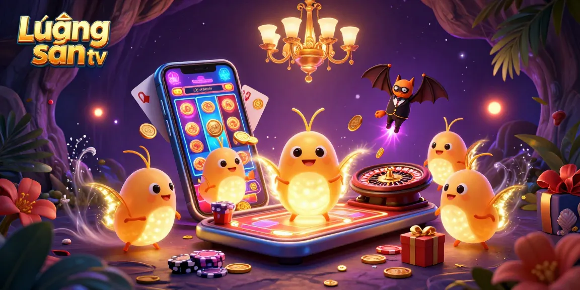 Play thrilling games at Lương sơn tv with vibrant glowing glowworms illuminating the excitement of a cave casino.