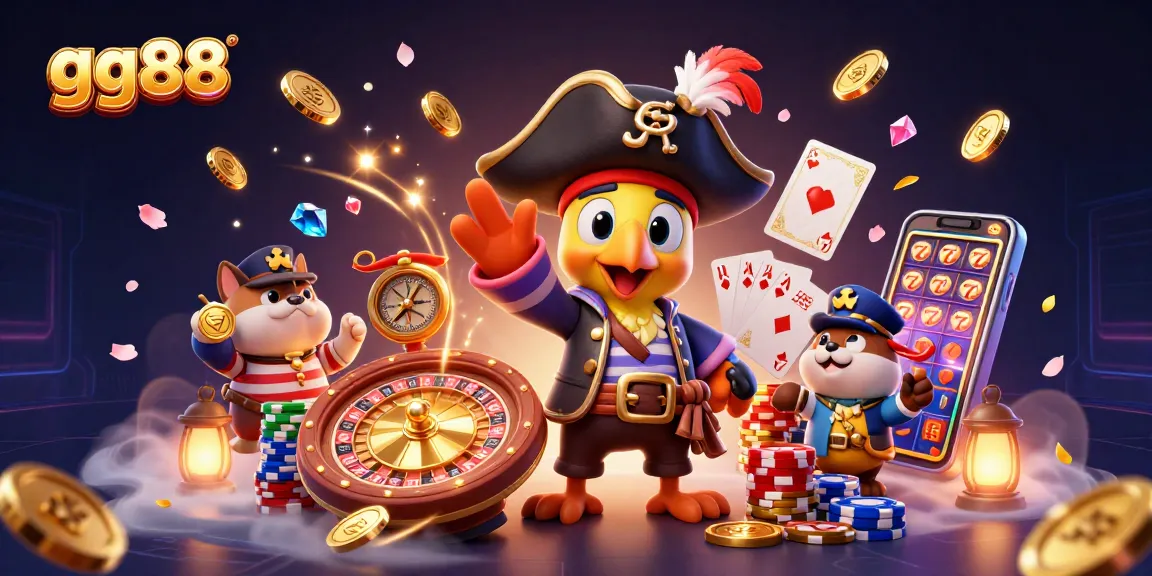 Experience thrilling gameplay with gg88, featuring vibrant 3D cartoon characters and casino elements.
