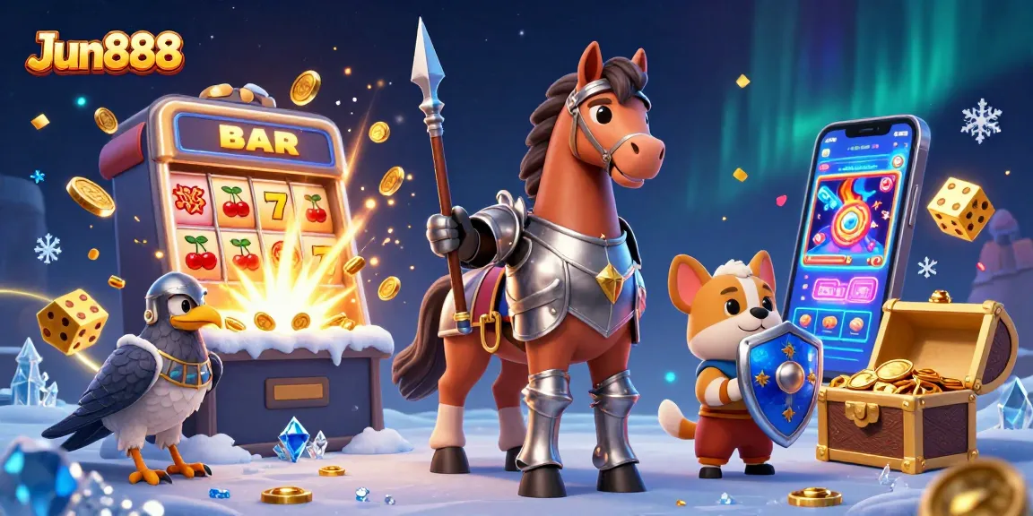 Win big with Jun888 at an exciting casino adventure featuring knights and treasure!